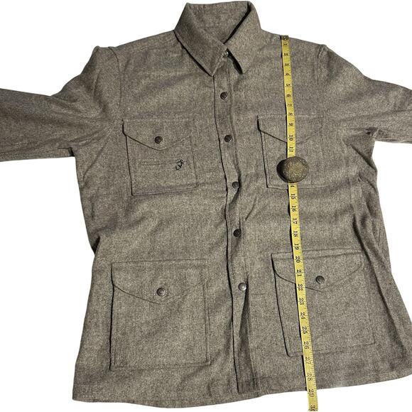 Ralph Lauren Polo Wool Snap Button Utility Shirt Jacket Men’s Large Gray Shacket - Picture 4 of 8